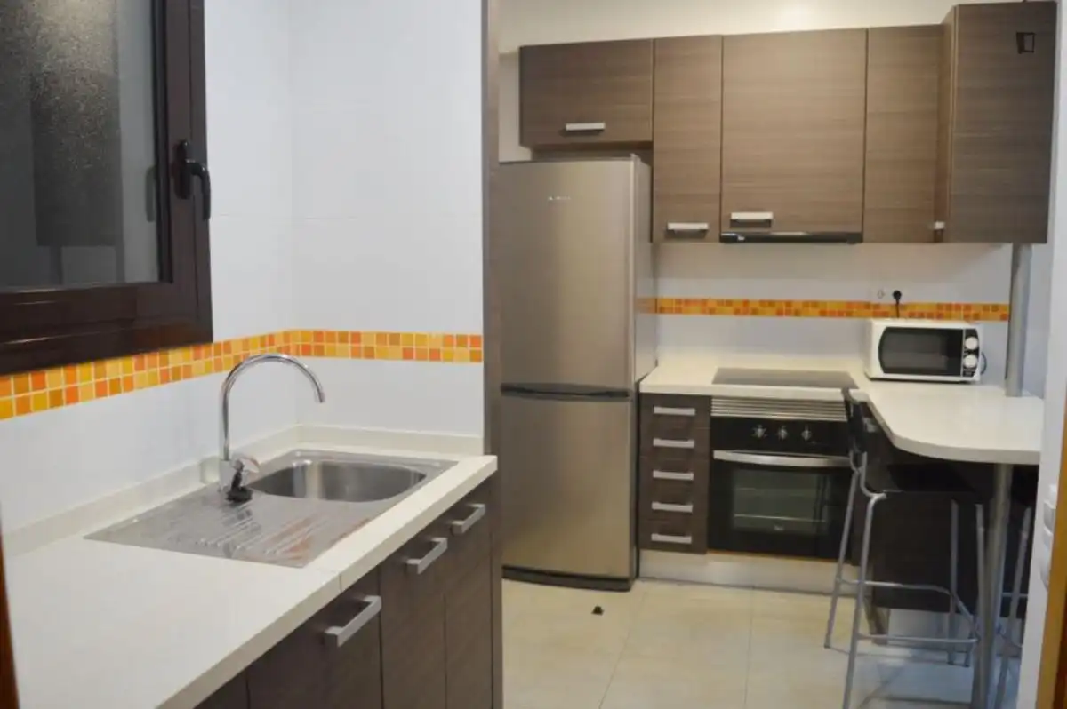 Cuina de Apartament de lloguer en Barcelona amb Moblat, Forn i Rentadora