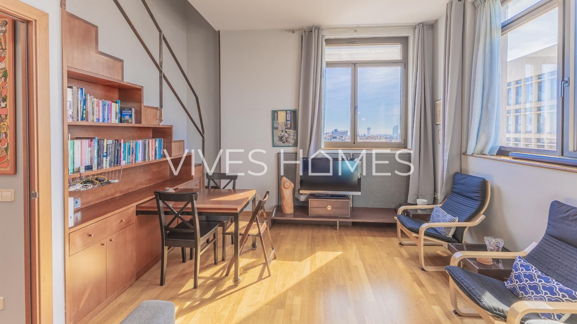 Sala de estar de Ático en venta en  Barcelona Capital con Aire acondicionado y Amueblado