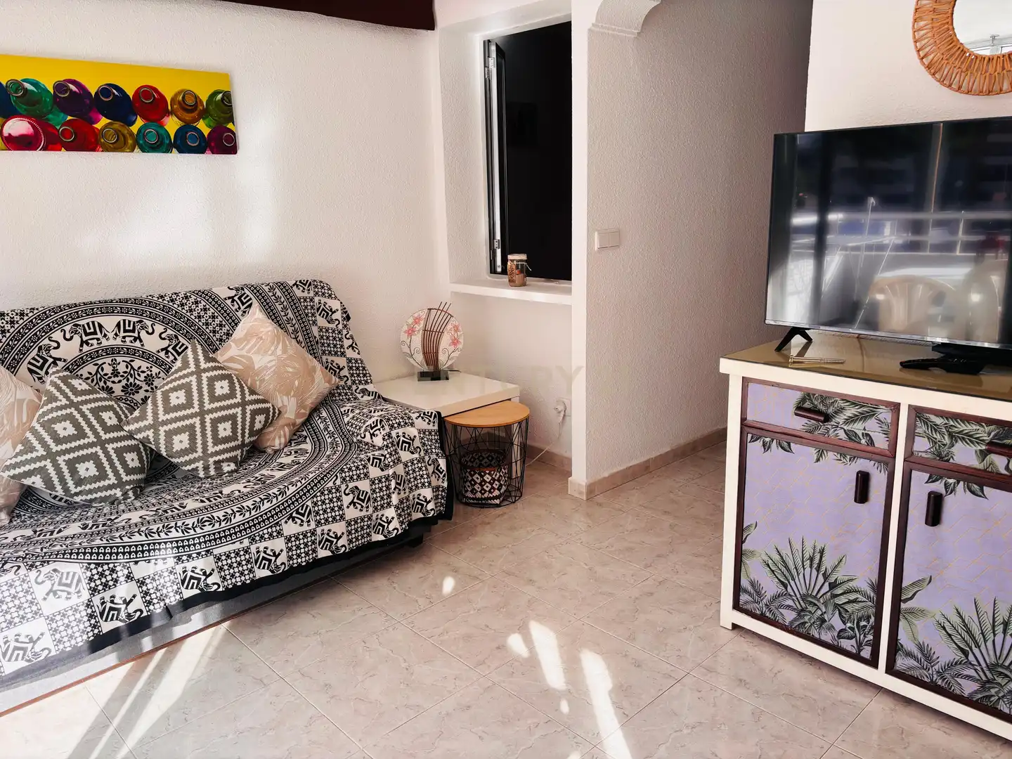 Sala de estar de Apartamento de alquiler en Calpe / Calp con Aire acondicionado, Lavadora y Microondas