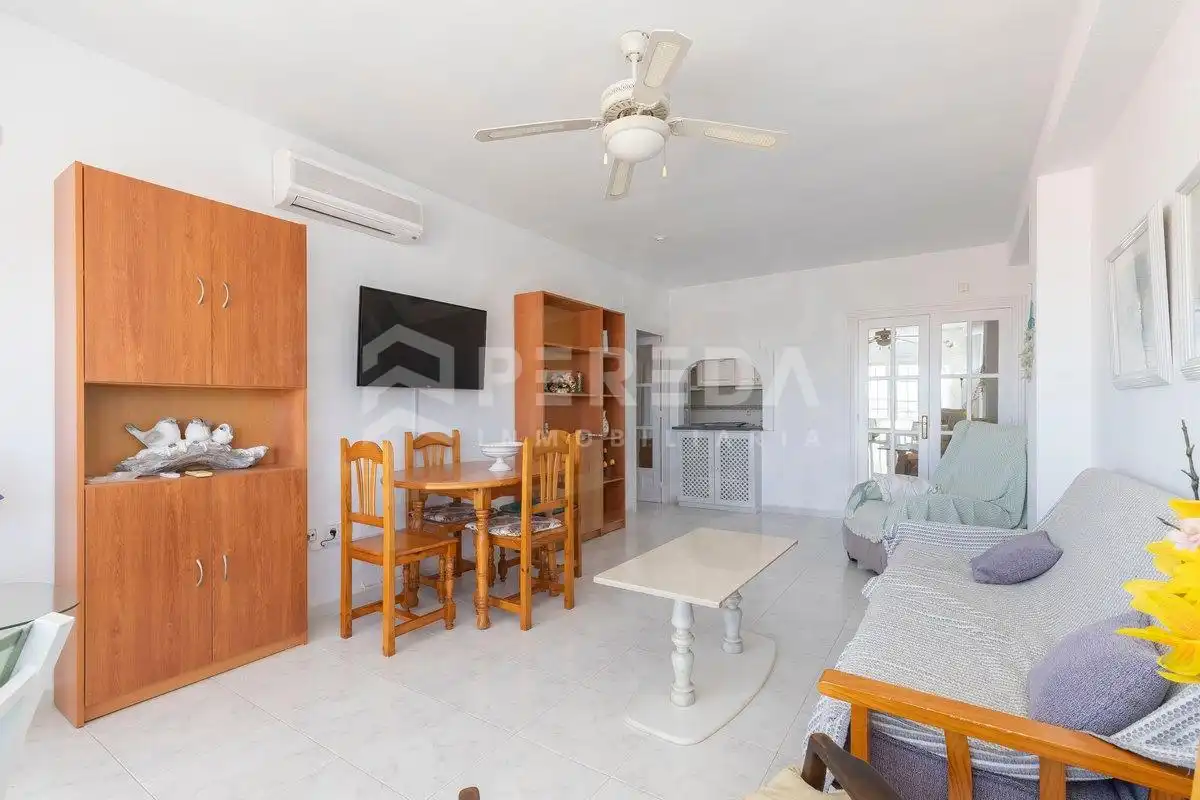 Wohnzimmer von Dachboden zum Verkauf in Roquetas de Mar mit Klimaanlage, Privatgarten und Möbliert