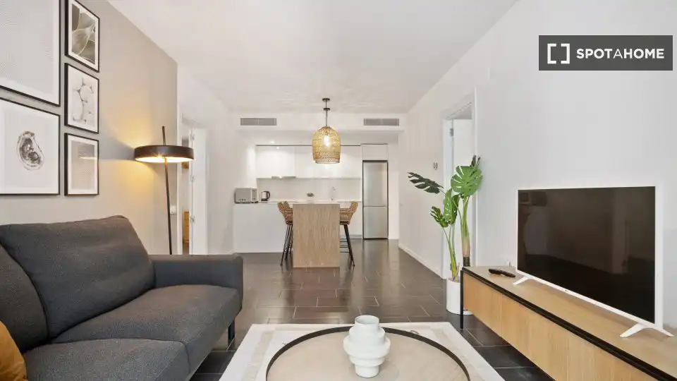 Living room of Flat for rent in Barcelona  with Air Conditioner, Heating and Furnished