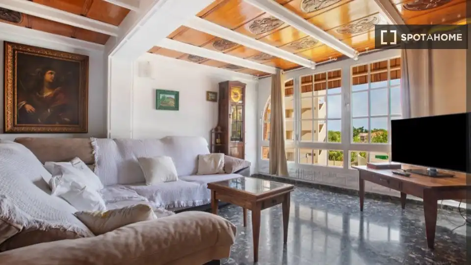 Sala d'estar de Apartament per a compartir en Torremolinos amb Aire condicionat, Terrassa i Moblat