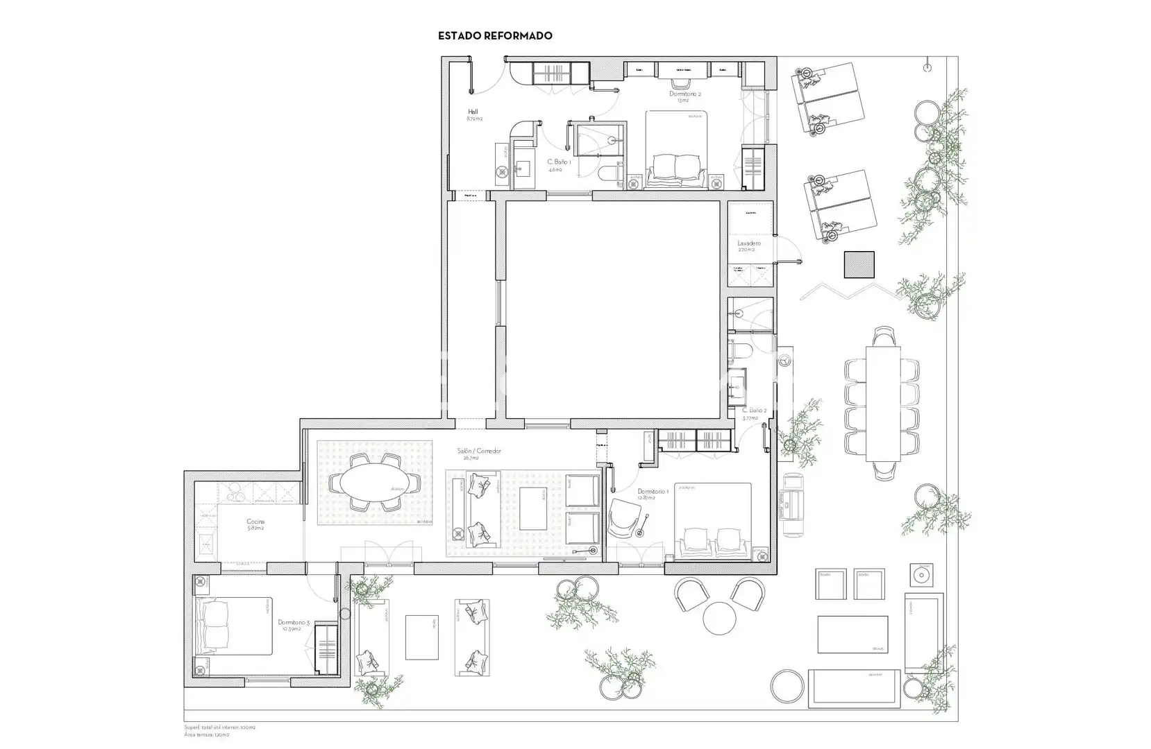 Dachboden zur Miete in Madrid mit Klimaanlage, Heizung und Terrasse