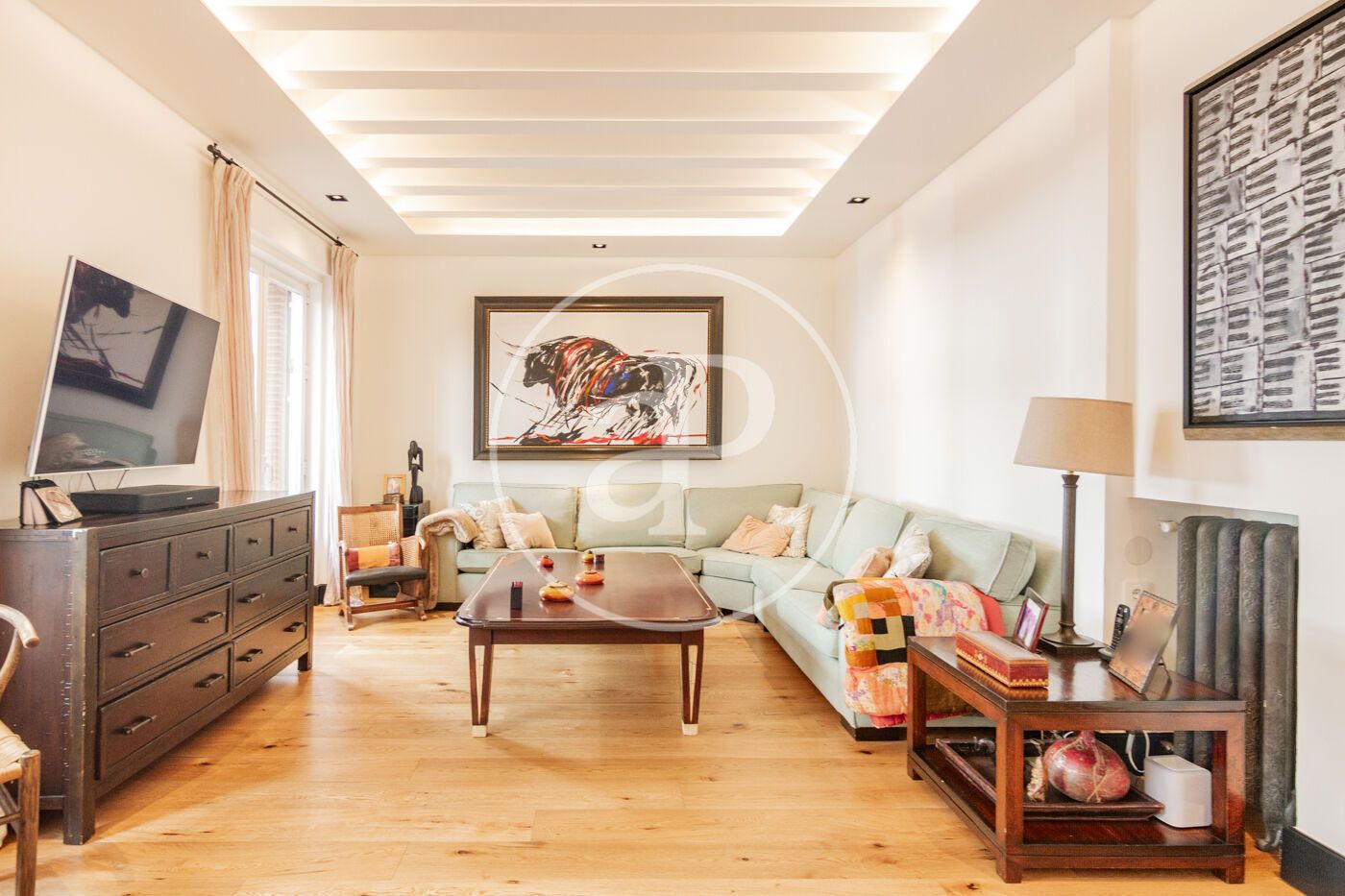 Living room of Flat to rent in  Madrid Capital  with Air Conditioner, Heating and Furnished