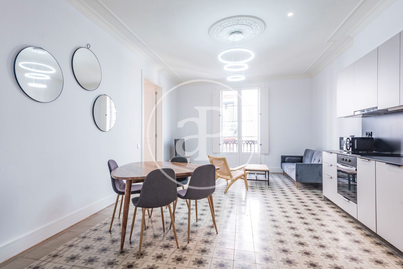 Sala d'estar de Pis de lloguer en  Barcelona Capital amb Aire condicionat, Calefacció i Moblat