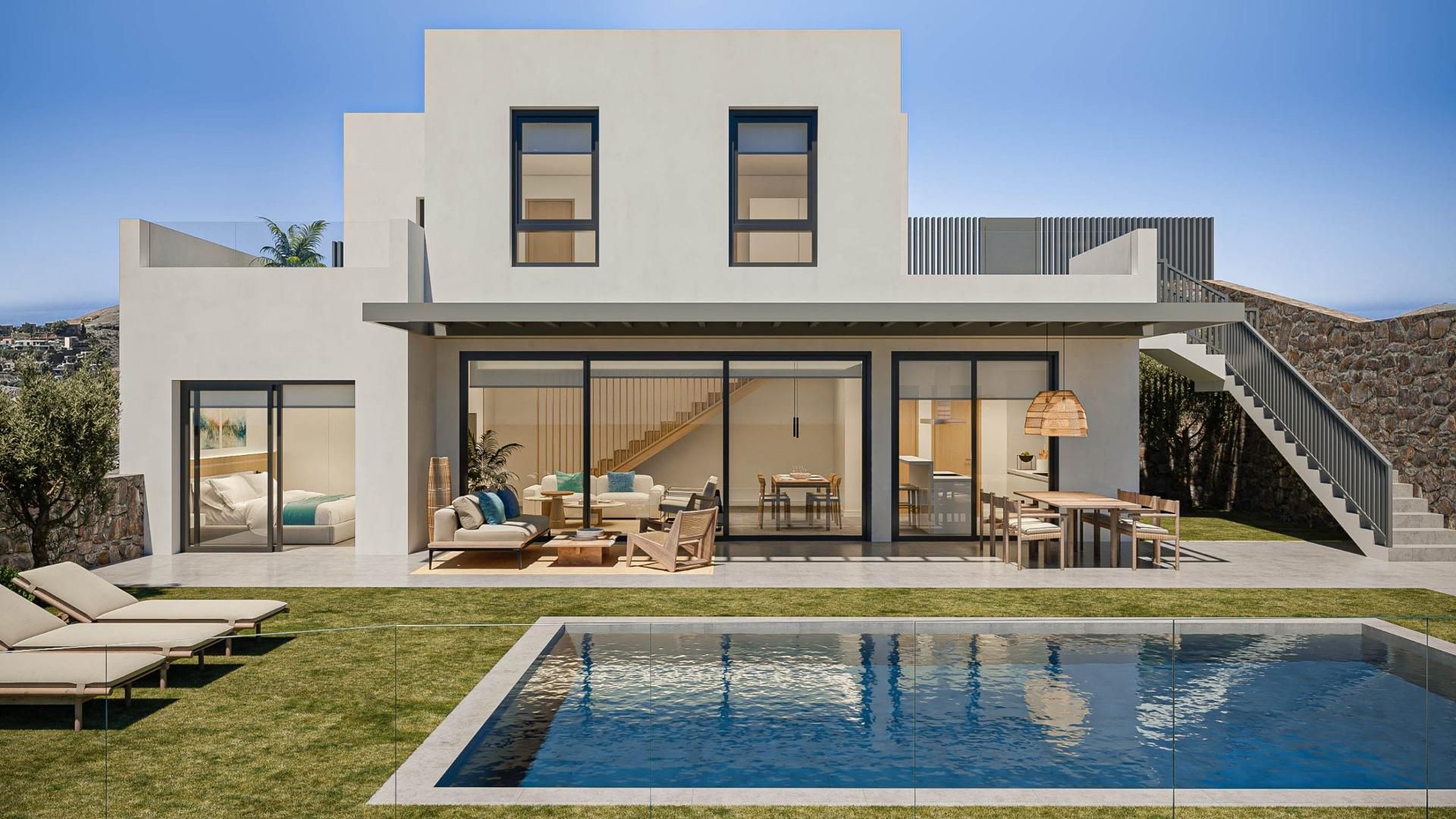 Vista exterior de Casa o xalet en venda en San Bartolomé de Tirajana amb Jardí privat, Terrassa i Piscina