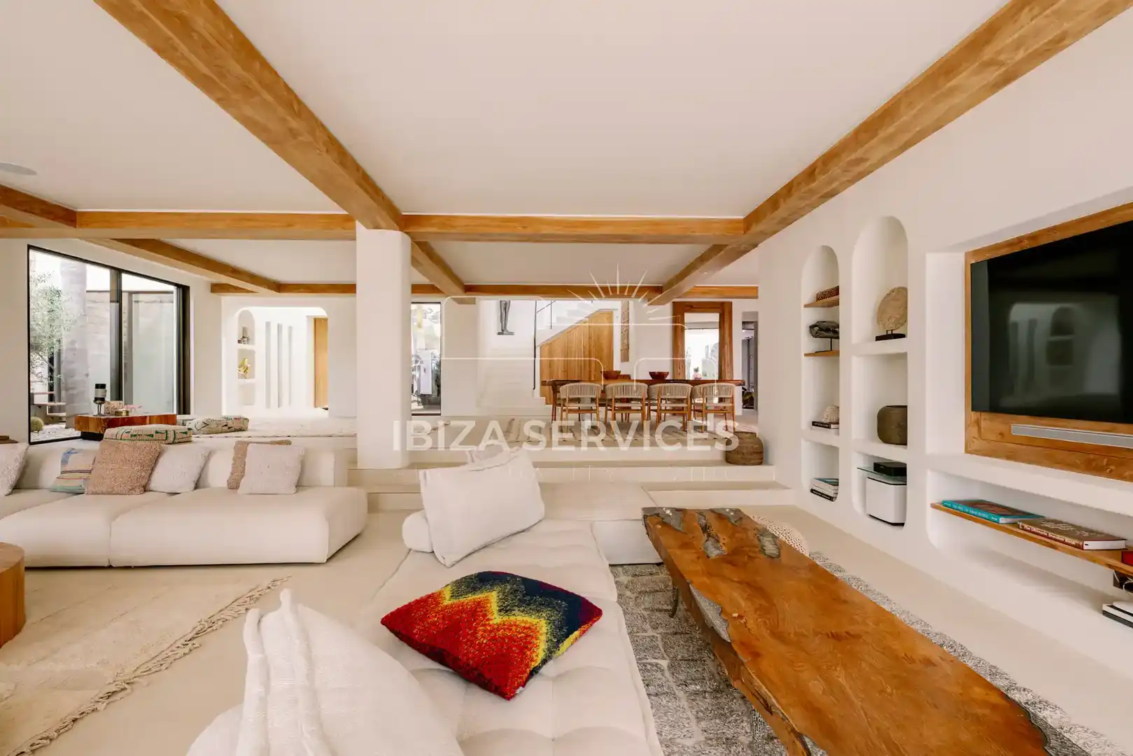 Wohnzimmer von Haus oder Chalet zum Verkauf in Santa Eulària des Riu mit Klimaanlage und Schwimmbad
