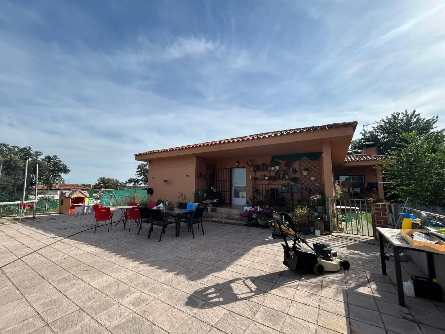 Terraza de Casa o chalet en venta en San Román de los Montes con Calefacción, Jardín privado y Piscina
