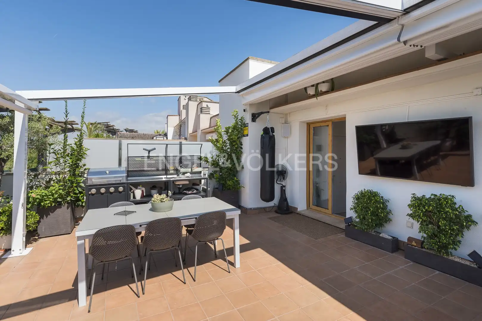 Terrace of Attic for rent in Sitges  with Air Conditioner, Heating and Parquet flooring