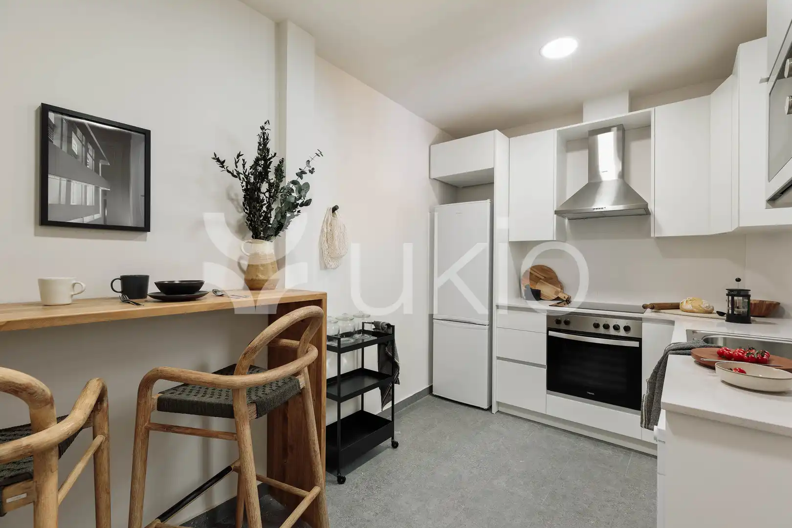 Cocina de Apartamento de alquiler en Barcelona con Aire acondicionado, Calefacción y Terraza