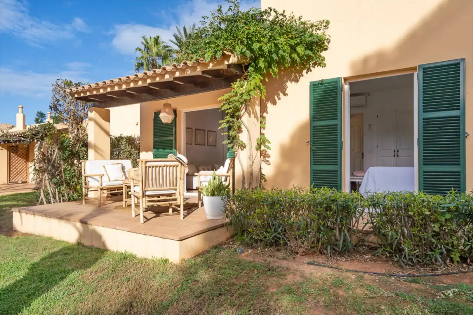 Terraza de Casa o chalet de alquiler en Ciutadella de Menorca con Aire acondicionado, Jardín privado y Piscina