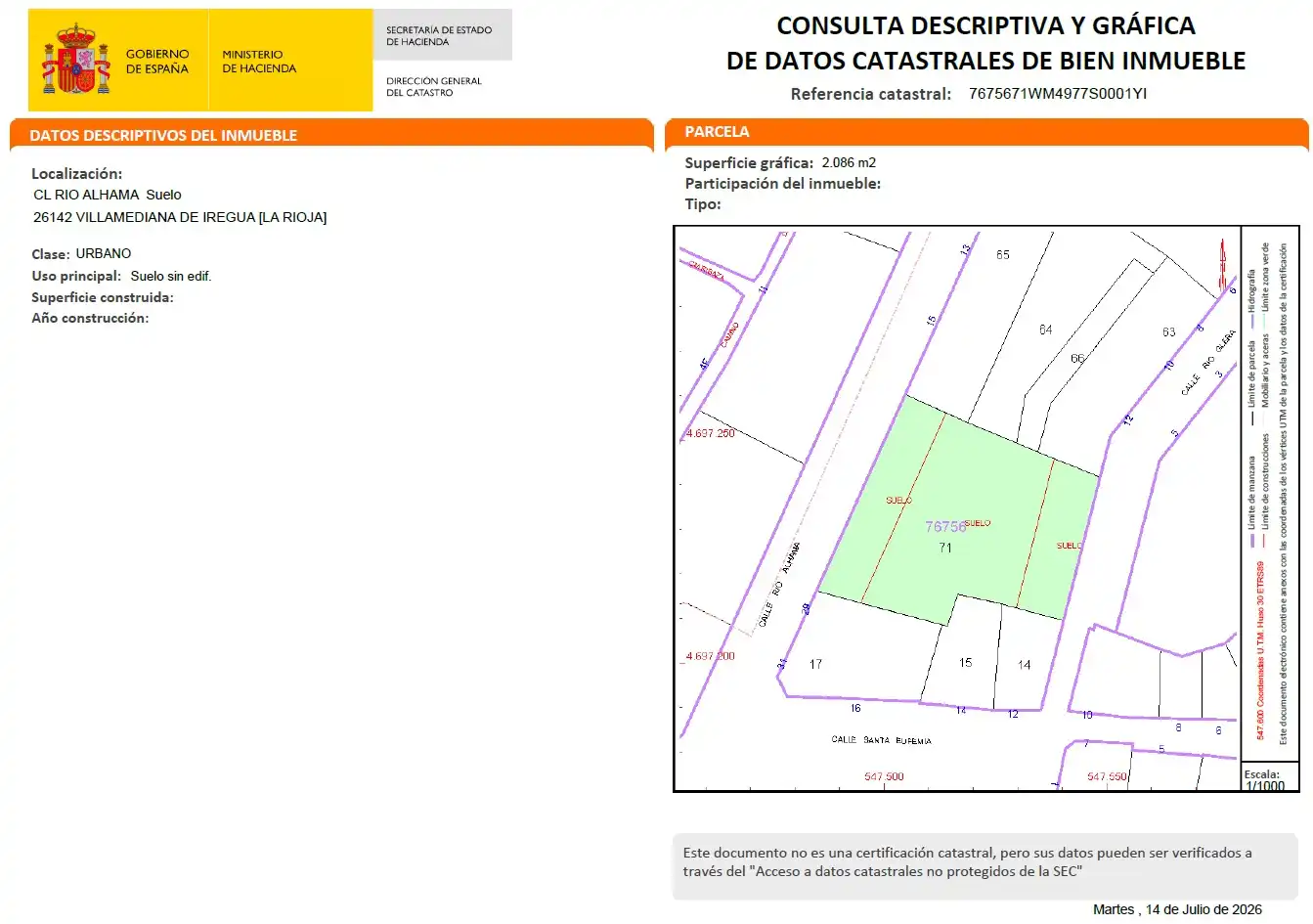 Wohnbaugrundstück zum Verkauf in Calle Río Alhama 17, imagen 5