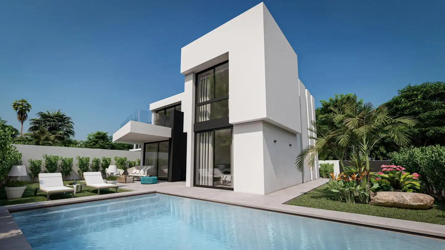 Exterior view of Houses for sale in La Nucia  with Private garden, Terrace and Swimming Pool