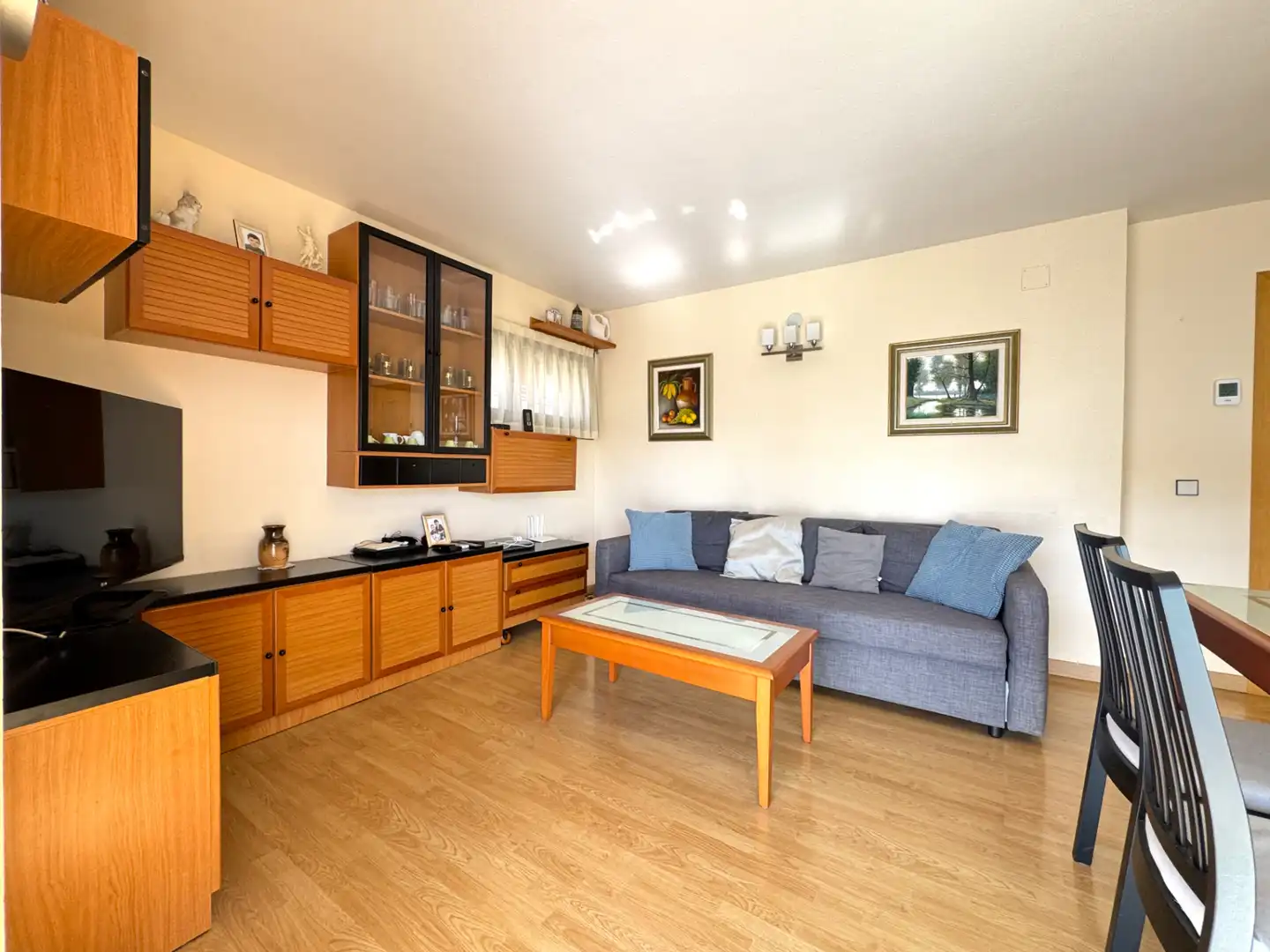 Sala d'estar de Pis en venda en Santa Susanna amb Aire condicionat, Jardí privat i Parquet