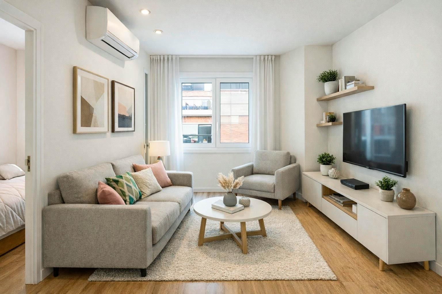 Sala d'estar de Pis en venda en  Barcelona Capital amb Aire condicionat i Balcó