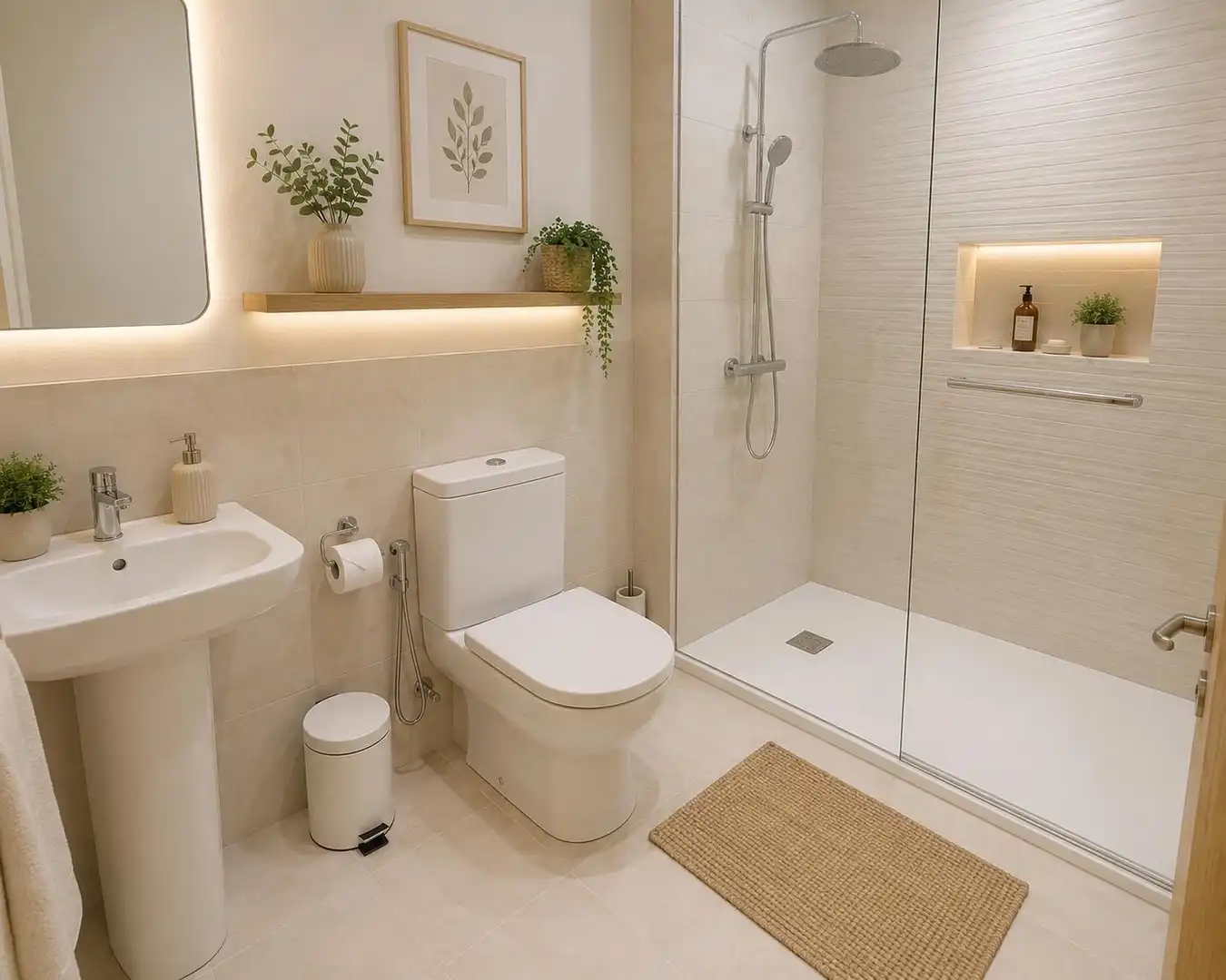 Badezimmer von Erdgeschoss zum Verkauf in Málaga mit Klimaanlage, Terrasse und Möbliert