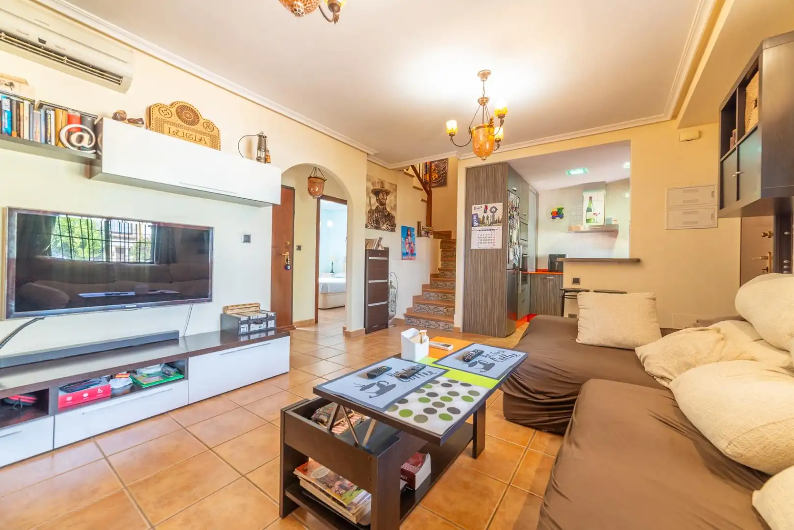 Wohnzimmer von Einfamilien-Reihenhaus zum Verkauf in San Javier mit Klimaanlage, Heizung und Privatgarten