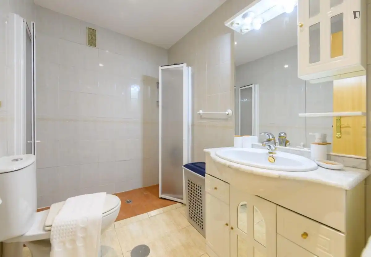 Bany de Apartament de lloguer en Madrid amb Aire condicionat, Calefacció i Moblat