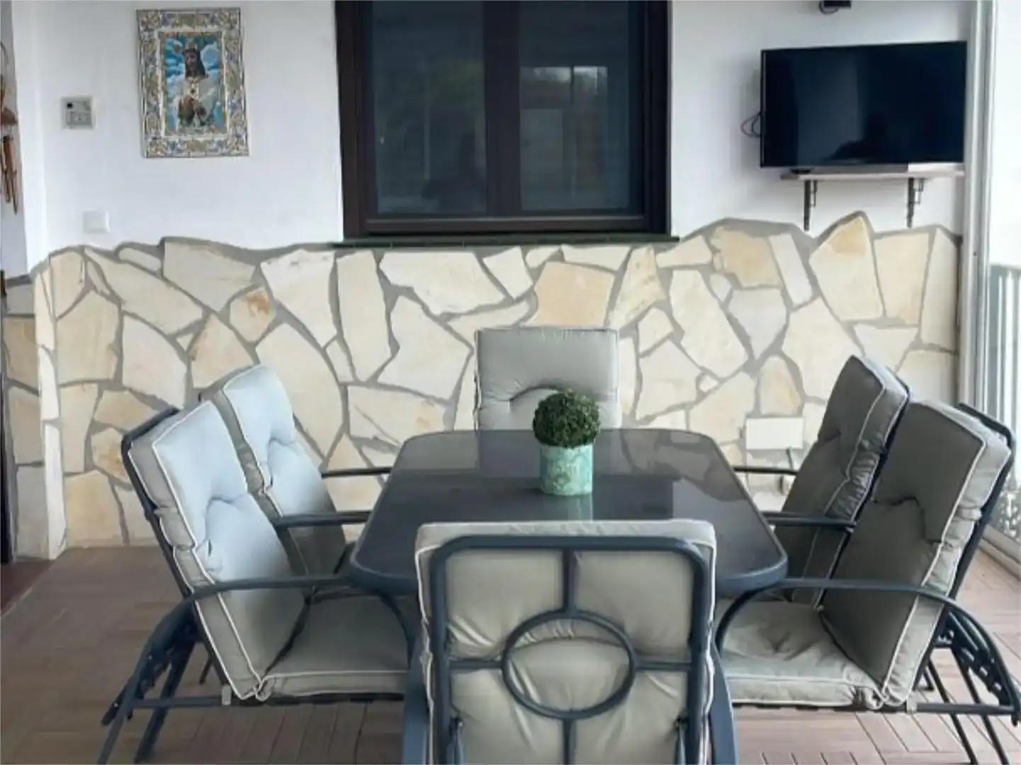Terrasse von Country house zur Miete in Canillas de Aceituno mit Klimaanlage, Schwimmbad und Möbliert