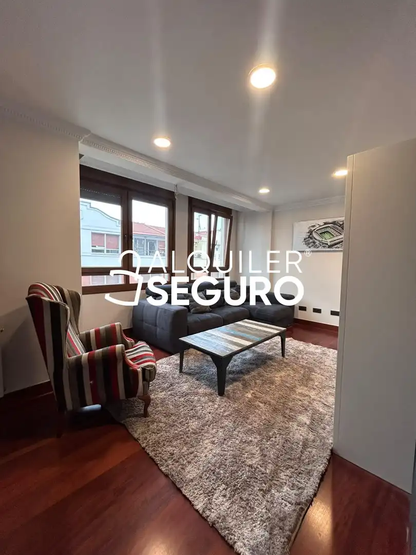 Sala d'estar de Pis de lloguer en Bilbao  amb Calefacció, Terrassa i Moblat