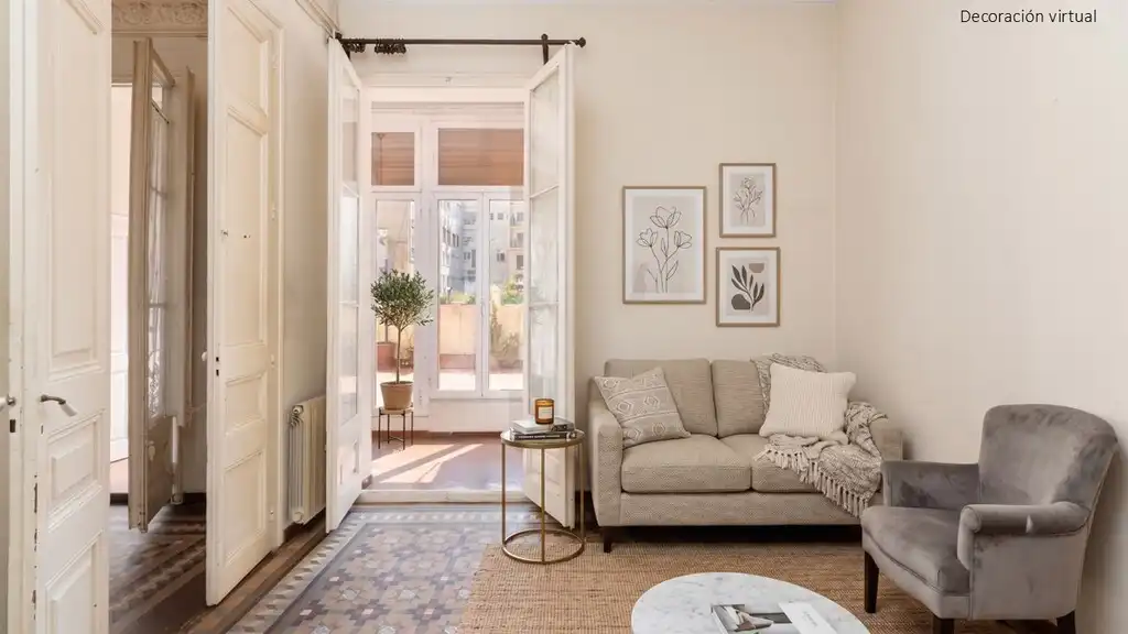 Sala d'estar de Apartament en venda en Barcelona amb Calefacció, Terrassa i Balcó