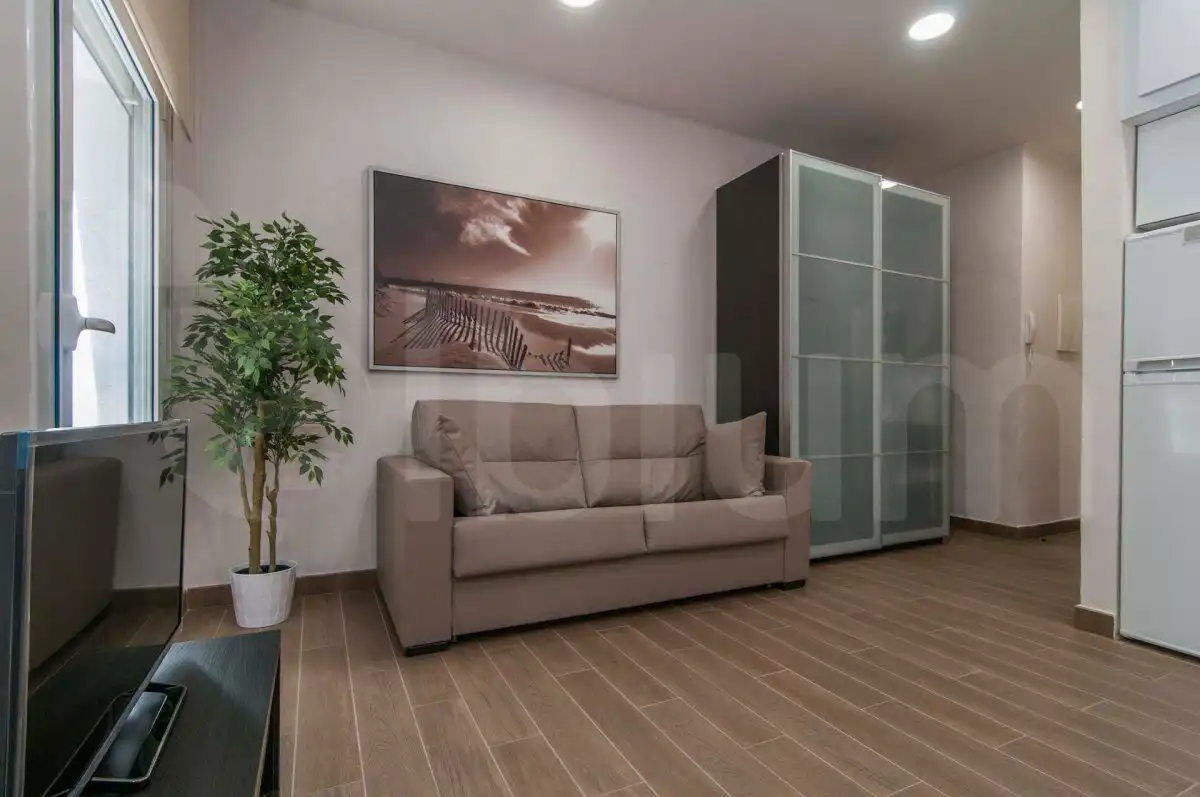 Sala de estar de Estudio de alquiler en Barcelona con Aire acondicionado, Calefacción y Amueblado