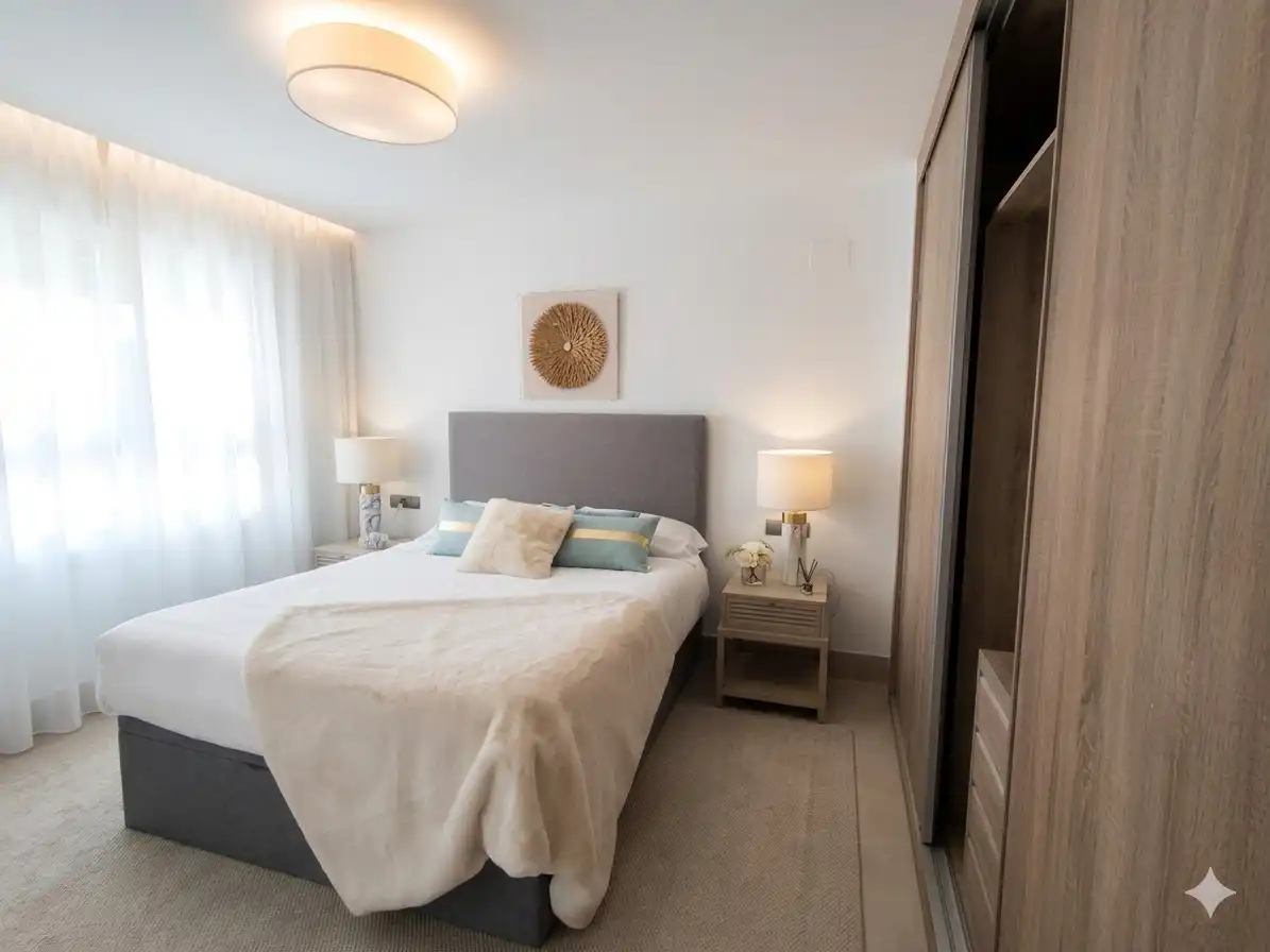 Schlafzimmer von Wohnung zum Verkauf in Mijas mit Klimaanlage, Privatgarten und Terrasse