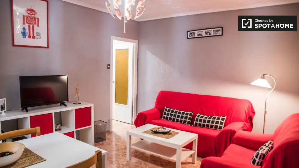 Living room of Flat for rent in Valencia  with Air Conditioner, Heating and Furnished