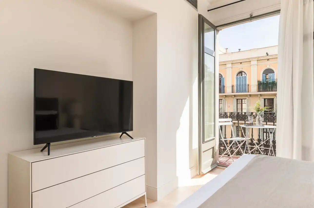Sala de estar de Apartamento de alquiler en Barcelona con Aire acondicionado, Calefacción y Jardín privado