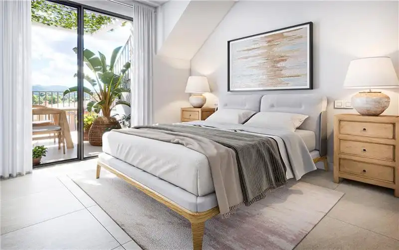 Schlafzimmer von Erdgeschoss zum Verkauf in Andratx mit Klimaanlage, Heizung und Privatgarten