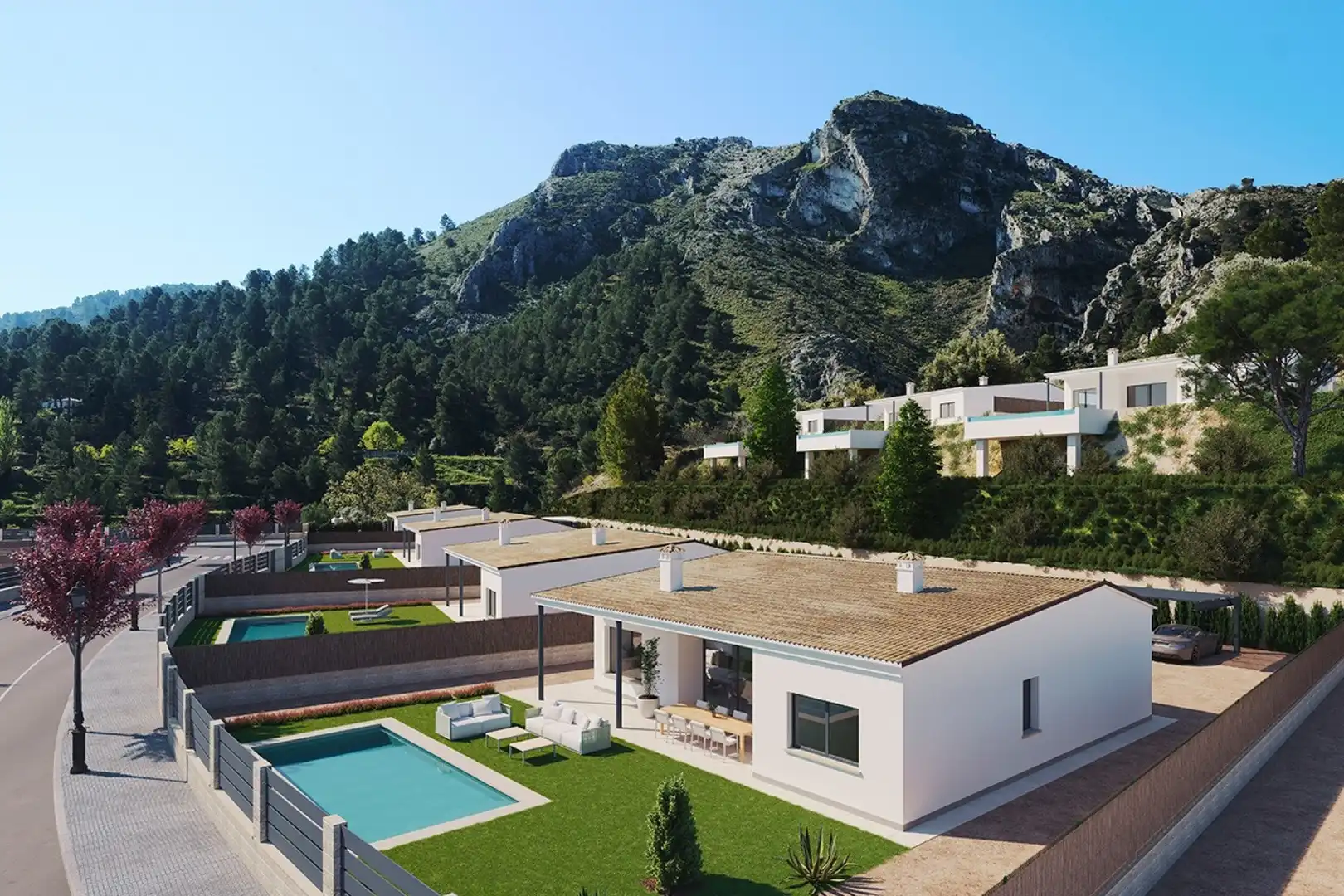 Vista exterior de Casa o xalet en venda en Penàguila amb Aire condicionat, Jardí privat i Terrassa