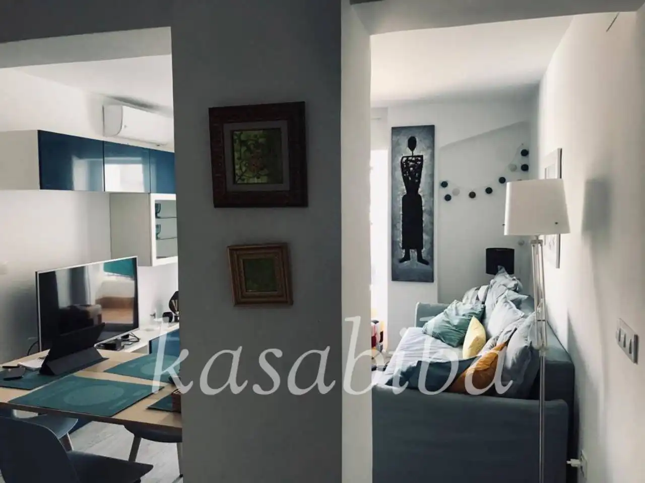 Living room of Flat for rent in Valencia  with Air Conditioner, Furnished and Balcony