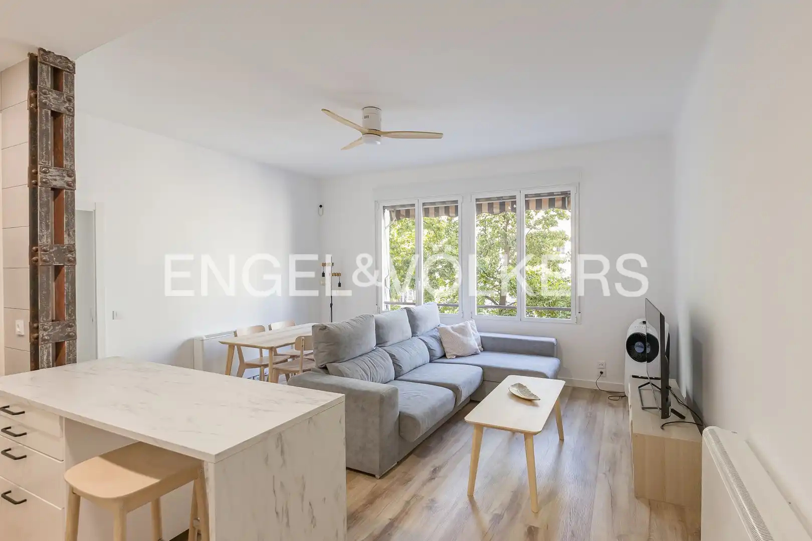 Living room of Flat for rent in Madrid  with Heating, Parquet flooring and Furnished