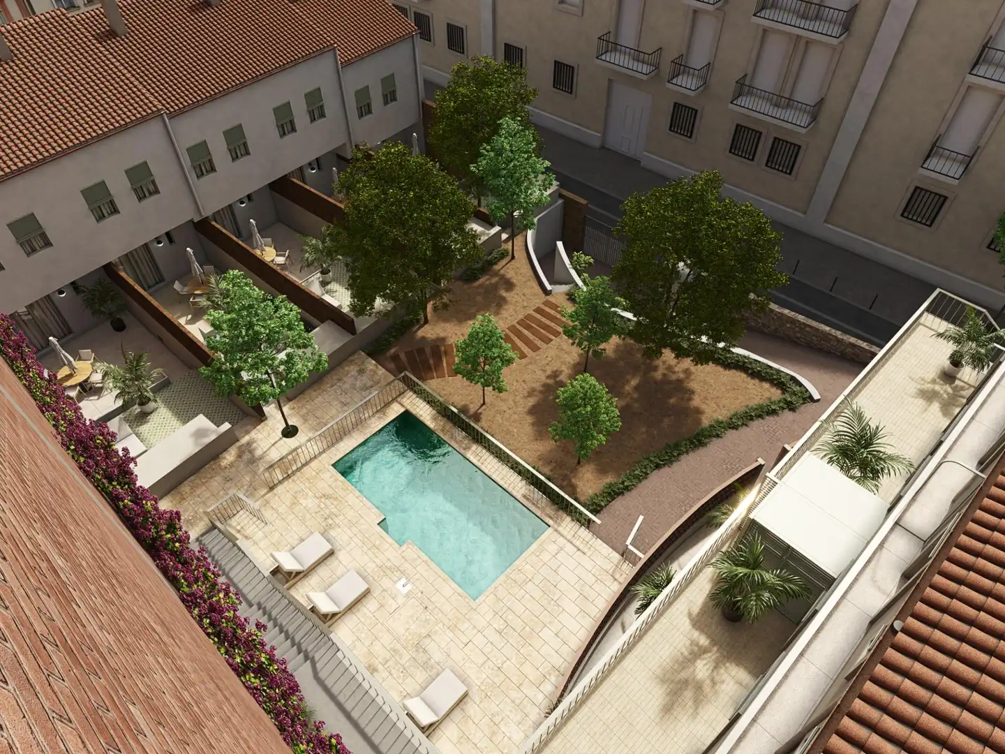 Swimming pool of Detached homes for sale in Badalona  with Heating, Parquet flooring and Terrace