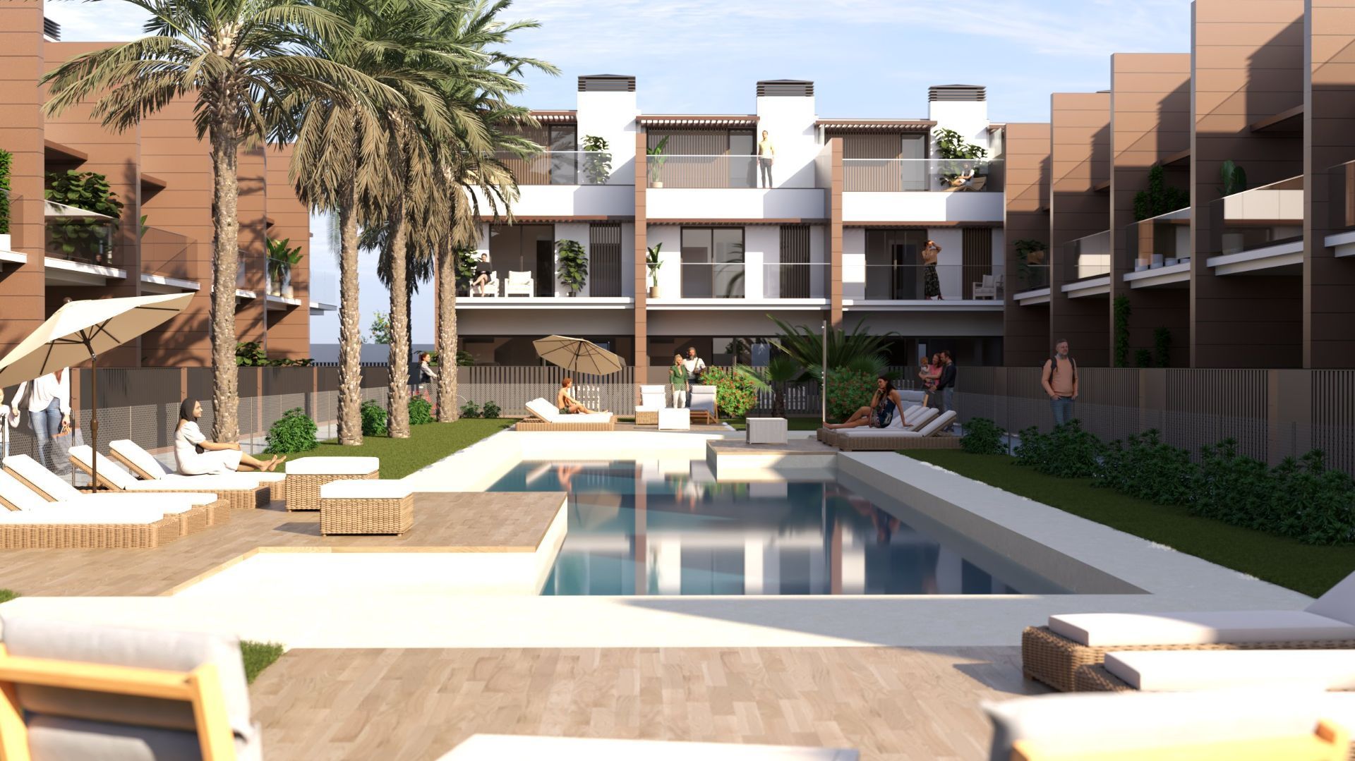Piscina de Casa adosada en venda en Conil de la Frontera amb Aire condicionat, Calefacció i Jardí privat