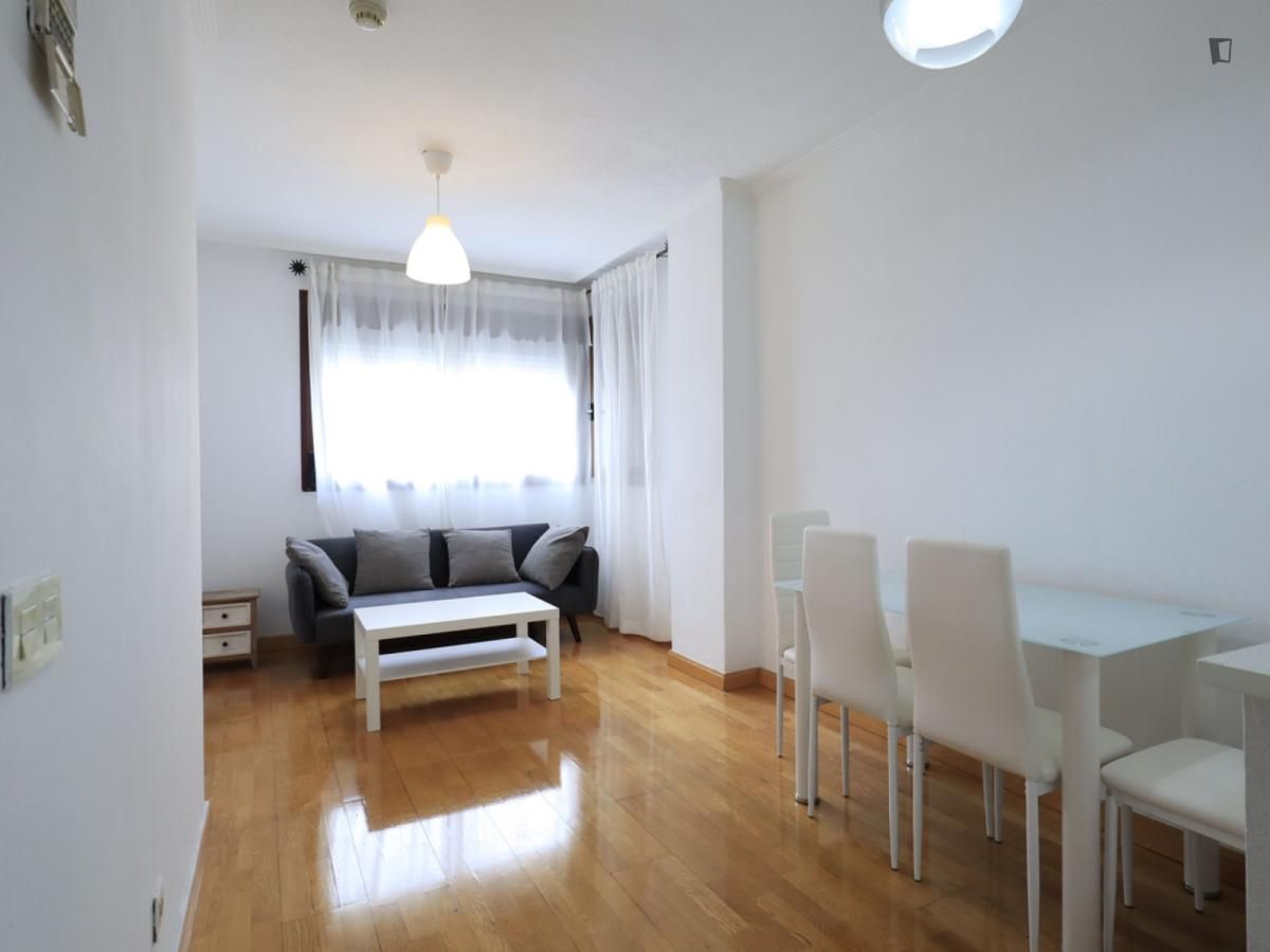Sala d'estar de Apartament de lloguer en  Madrid Capital amb Aire condicionat, Calefacció i Moblat