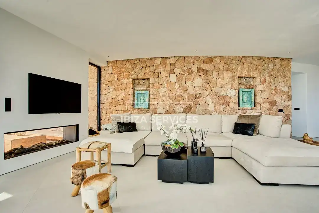 Sala d'estar de Casa o xalet de lloguer en Santa Eulària des Riu amb Aire condicionat, Jardí privat i Piscina