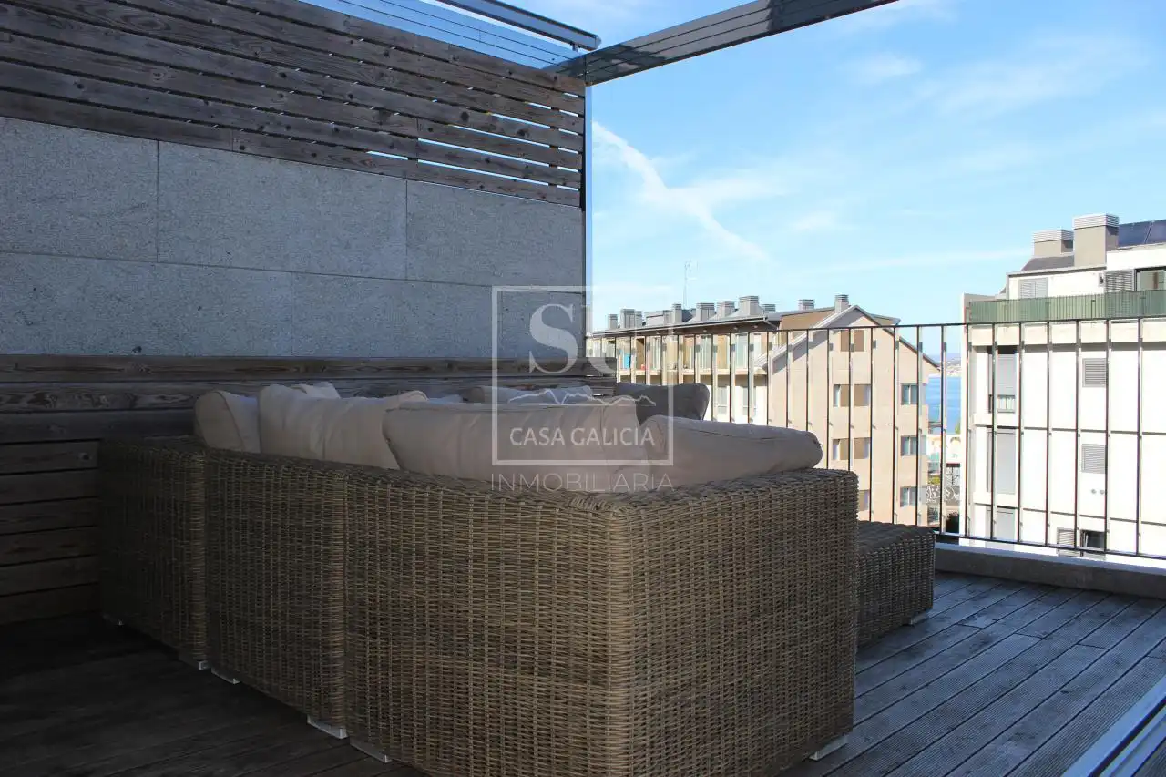 Terrace of Flat for rent in Baiona  with Heating, Parquet flooring and Terrace