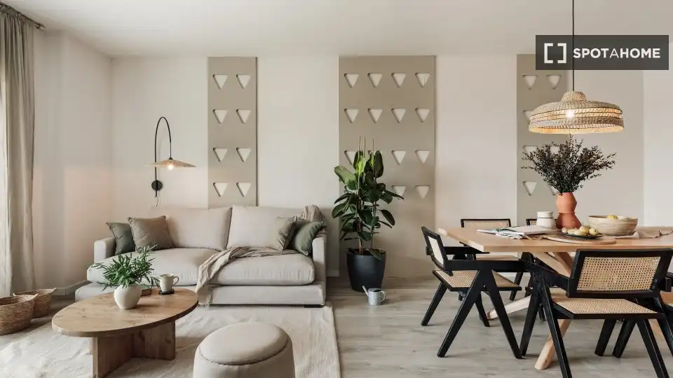 Living room of Flat for rent in Barcelona  with Air Conditioner, Heating and Furnished