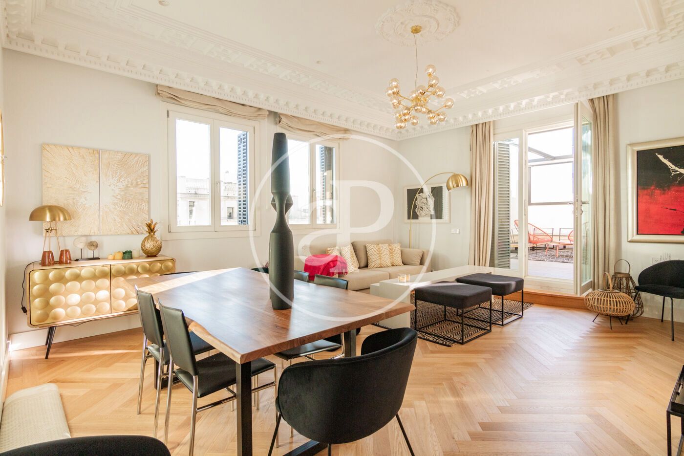 Living room of Flat to rent in  Madrid Capital  with Air Conditioner, Heating and Furnished
