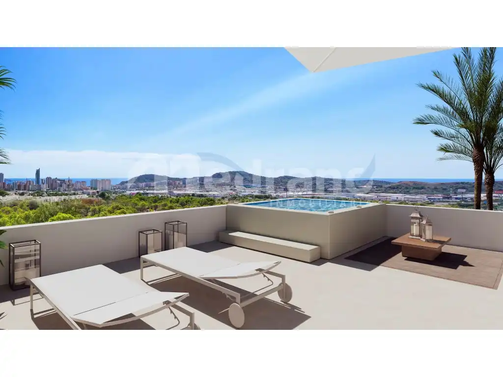 Terrassa de Casa o xalet en venda en Finestrat amb Aire condicionat, Jardí privat i Terrassa