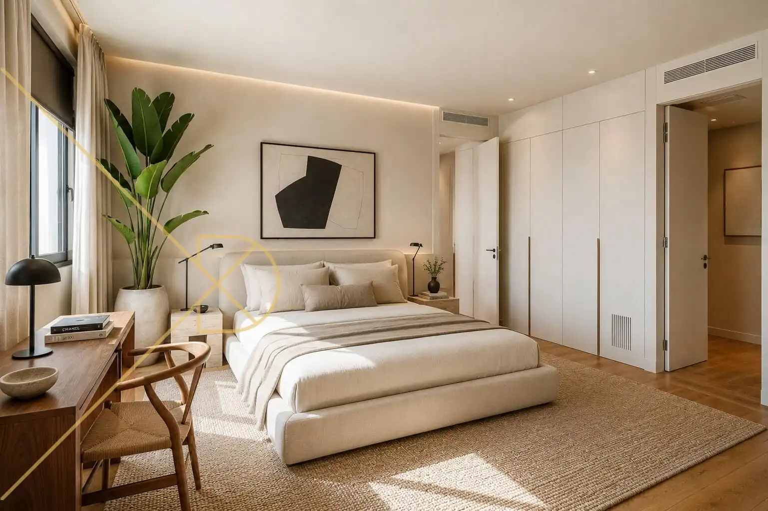 Schlafzimmer von Wohnung zum Verkauf in Barcelona mit Heizung, Privatgarten und Parkett
