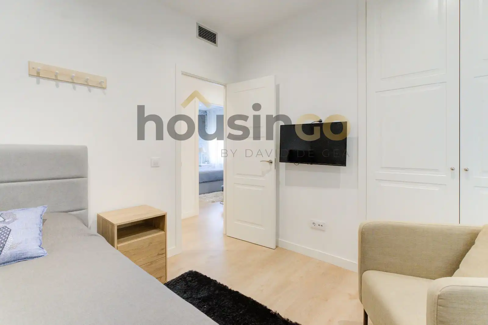 Schlafzimmer von Wohnung zur Miete in Madrid mit Klimaanlage, Heizung und Parkett