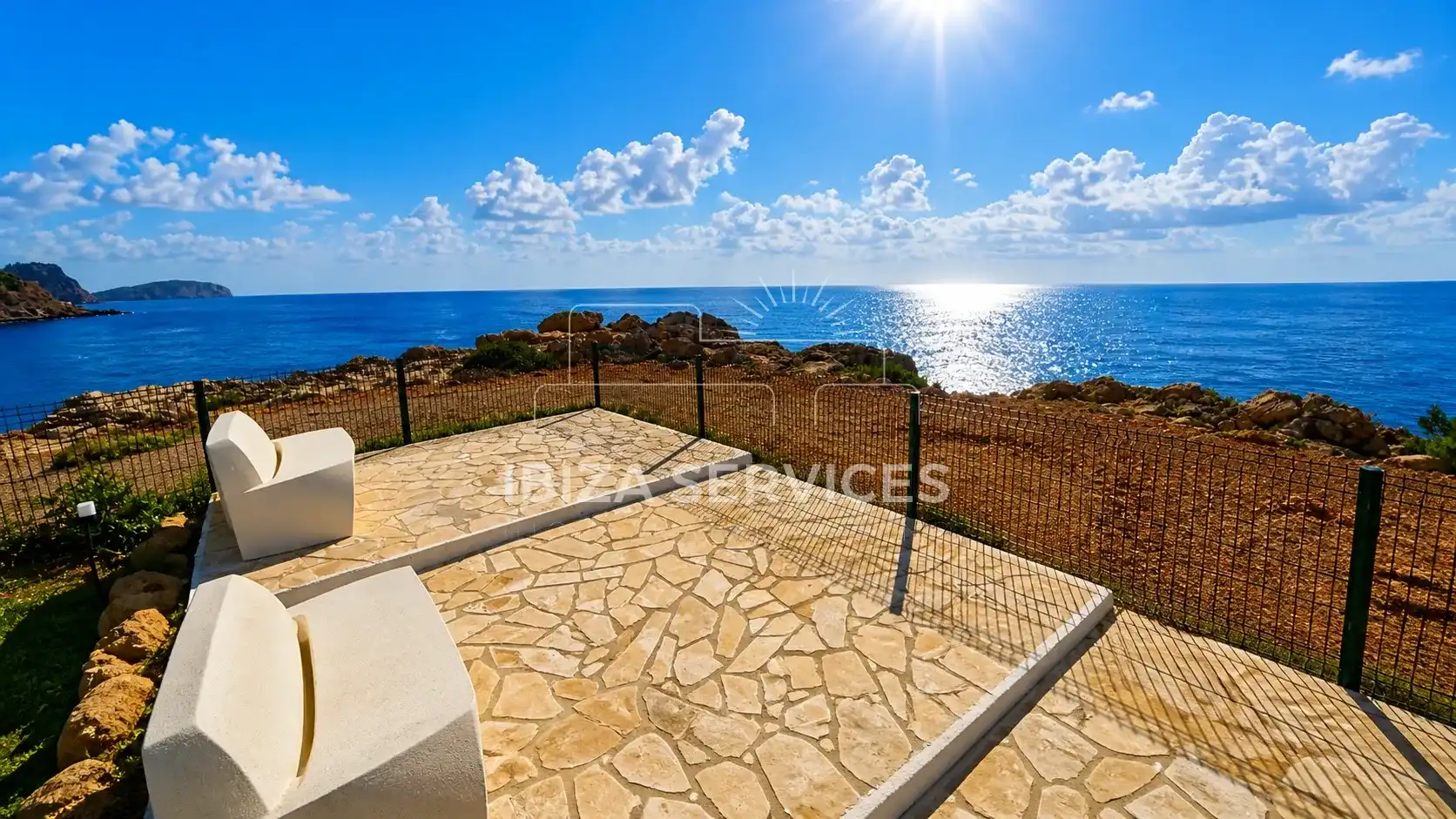 Terraza de Piso de alquiler en Santa Eulària des Riu con Aire acondicionado, Jardín privado y Piscina