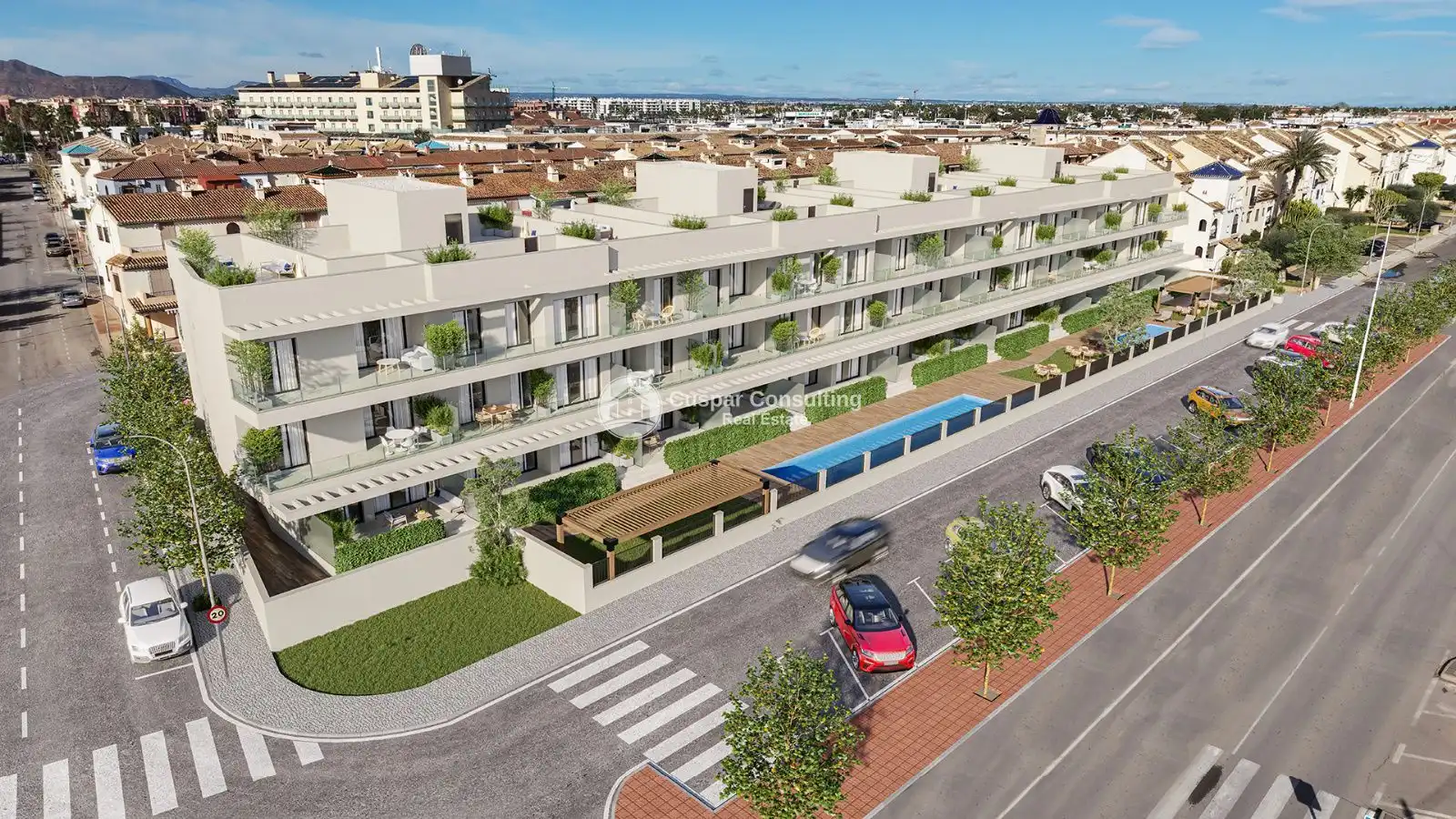Vista exterior de Àtic en venda en Los Alcázares amb Terrassa, Piscina i Piscina comunitària