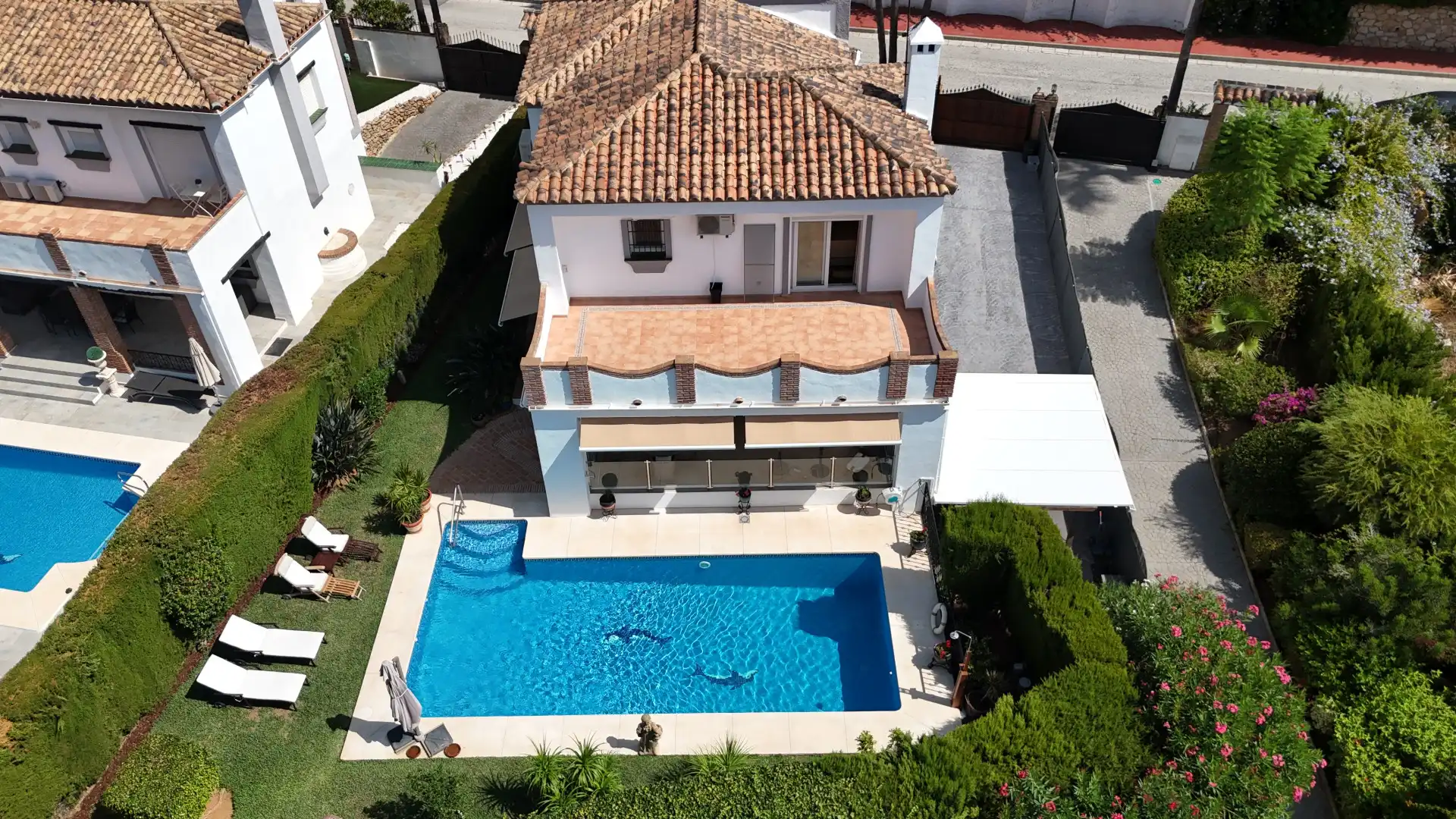 Vista exterior de Casa o chalet en venta en Mijas con Aire acondicionado, Jardín privado y Terraza