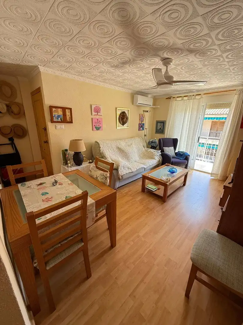 Sala d'estar de Apartament en venda en San Pedro del Pinatar amb Aire condicionat, Terrassa i Moblat