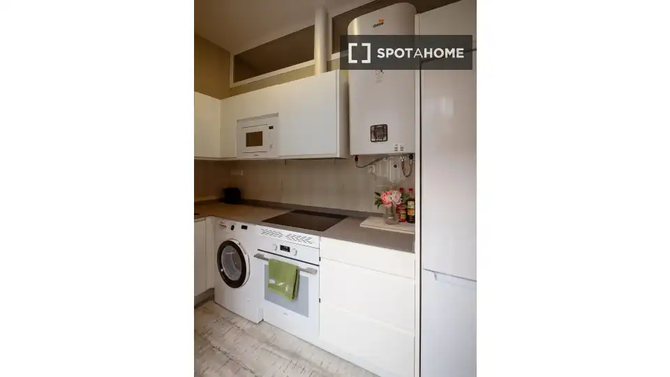 Cuina de Apartament per a compartir en Madrid amb Aire condicionat, Calefacció i Terrassa