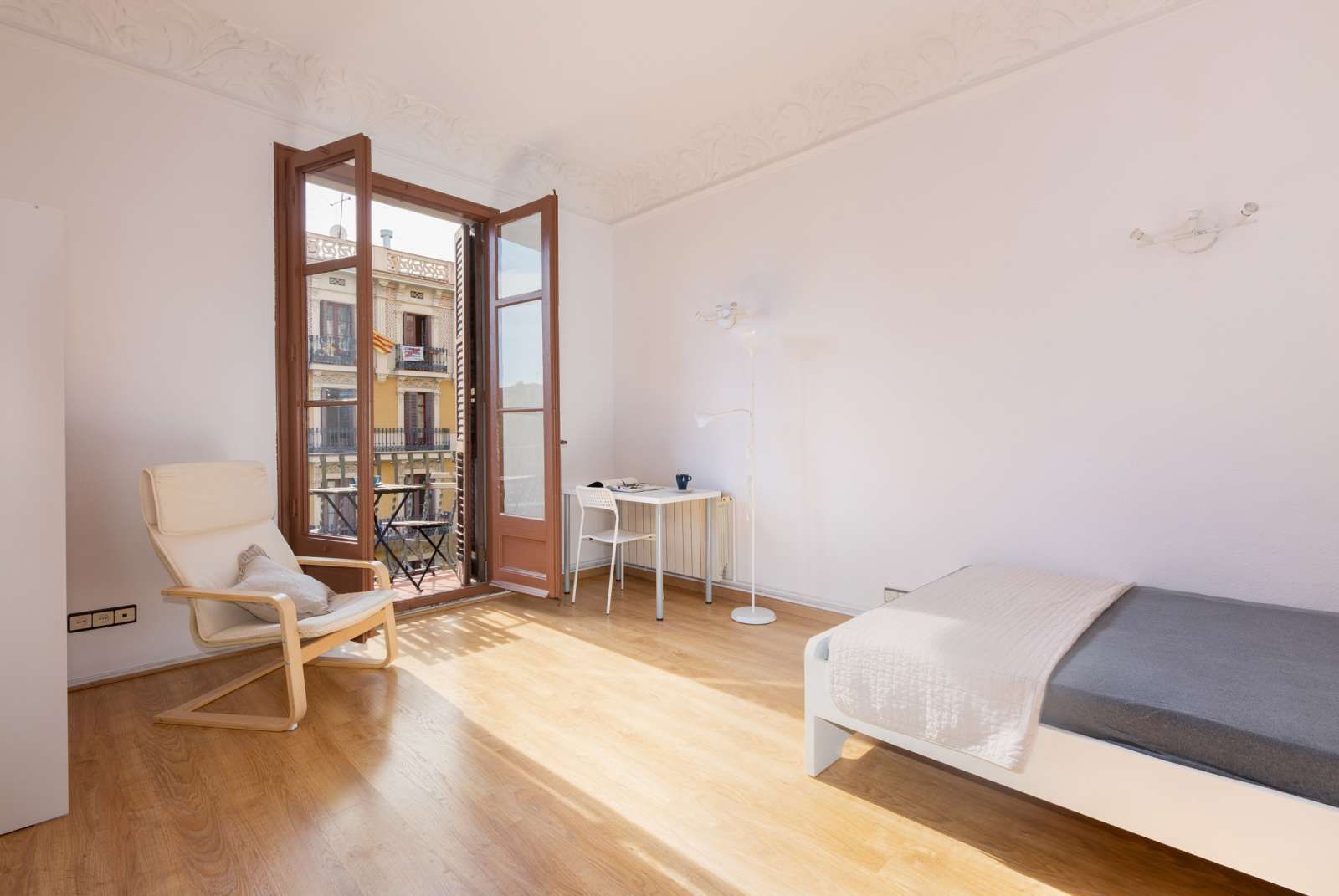 Schlafzimmer von Wohnung zur untervermieten in  Barcelona Capital mit Klimaanlage, Terrasse und Möbliert