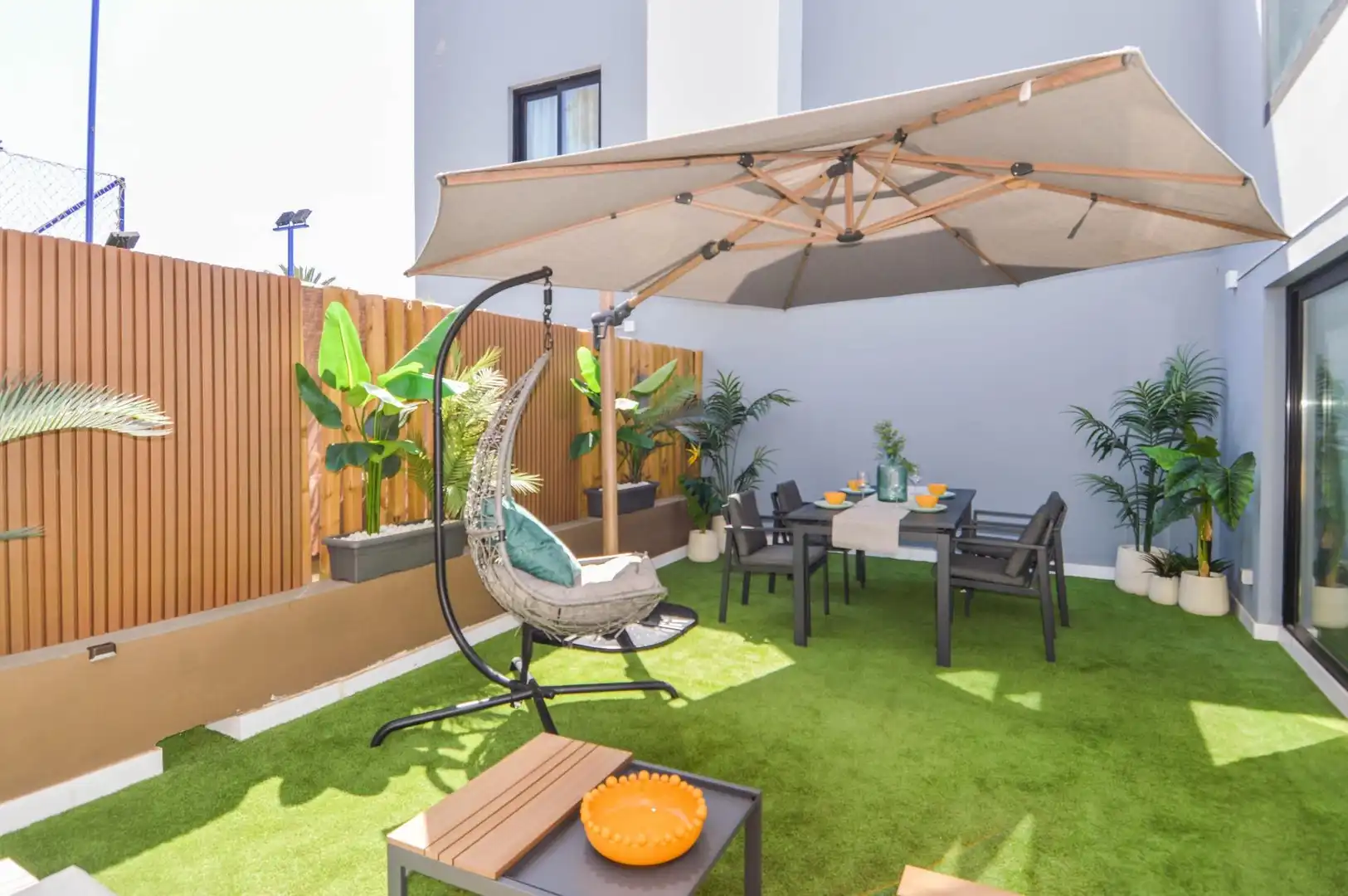 Terrassa de Apartament de lloguer en Mogán amb Aire condicionat, Jardí privat i Terrassa